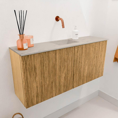 Mondiaz JOYA-DLUX 90cm toiletmeubel - kleur Oak - Wastafel FAYE positie Midden Zonder kraangat kleur Opalo.