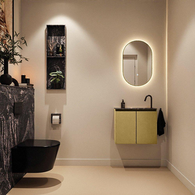 MONDIAZ TURE-DLUX 60cm toiletmeubel Oro. EDEN wastafel Lava positie rechts. Met 1 kraangat.