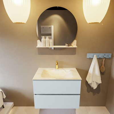 Mondiaz VICA-DLUX ensemble de meuble de salle de bain - 70cm - meuble sous-vasque argile - 2 tiroirs - lavabo encastré nuage milieu - 1 trou de robinet - version haute 60cm - ostra