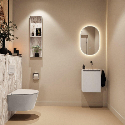 MONDIAZ TURE-DLUX 40cm toiletmeubel Linen. EDEN wastafel Glace positie rechts. Zonder kraangat.