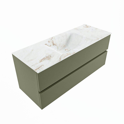 MONDIAZ VICA-DLUX Badkamermeubelset - 120cm - onderkast army- 2 lades - inbouw wastafel cloud midden - 1 kraangat - 60cm hoge versie - frape