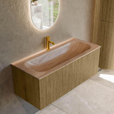 MONDIAZ KURVE-DLUX 110cm badmeubel kleur Dusk met 1 lade en 0 deuren. Wastafel BIG MEDIUM Midden 1 kraangat Saba.