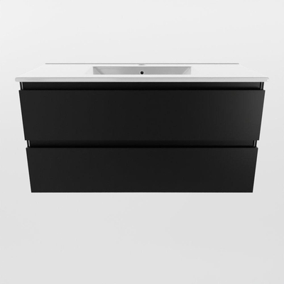 Mondiaz Aivy badmeubelset - 100x45x50cm - 1 kraangat - 1 wasbak talc Keramiek - Midden - 2 lades - Zonder spiegel - MDF Urban