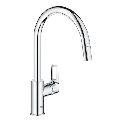 Grohe BauLoop Keukenmengkraan - C-uitloop - uittrekbare mousseur - chroom