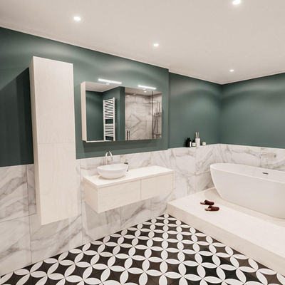 ENSEMBLE DE MEUBLE MONDIAZ LUSH - 120cm - 2 tiroirs - lavabo BARCO - vasque à gauche - 1 trou de robinet - sous-couche