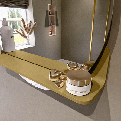 Mondiaz SPOT Miroir de salle de bains - rond 60cm - tablette de lavabo - couleur Oro