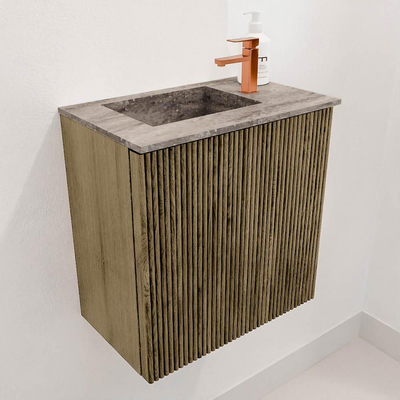 Mondiaz JOYA-DLUX 40cm toiletmeubel - kleur Dusk - Wastafel FAYE positie Links 1 kraangat kleur Oza.