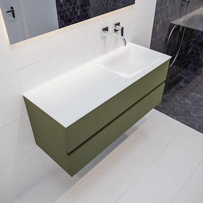 Mondiaz VICA ensemble de meuble de salle de bain - 120cm - meuble sous-vasque armée - 2 tiroirs - lavabo nuage droite - sans trou de robinet version XL 60cm de haut