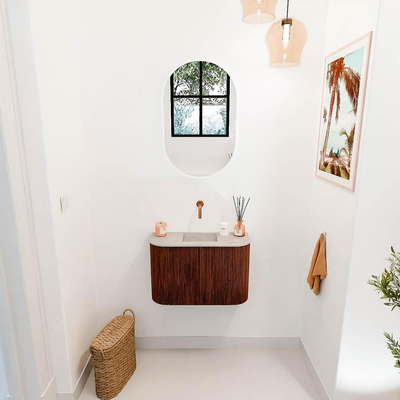 Mondiaz JOYA-DLUX 63.2cm toiletmeubel - ronding links en rechts kleur Ruby - Wastafel FAYE positie Midden Zonder kraangat kleur Opalo.