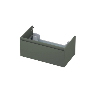 INK Wastafelonderkast - 80x45x35cm - 1 lade - greeploos - MDF lak - Mat beton groen