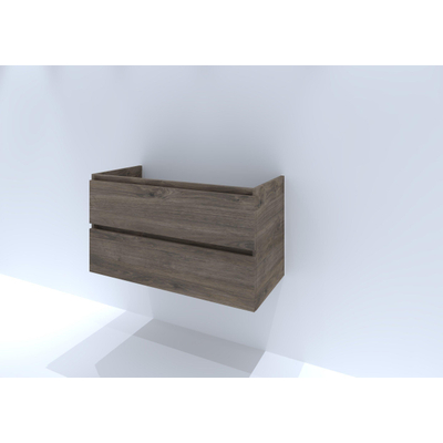 HR badmeubelen Infinity Meuble sous-lavabo - 100x44.8x55cm - 2 tiroirs - sans poignée - espresso