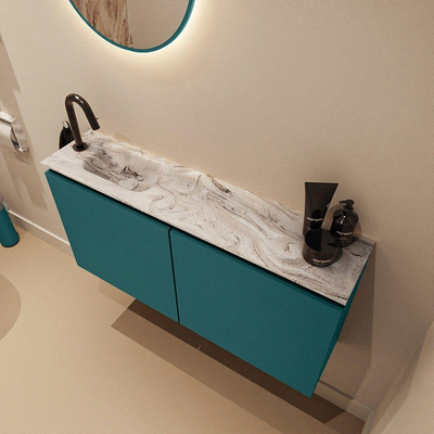 MONDIAZ TURE-DLUX 100cm toiletmeubel Smag. EDEN wastafel Glace positie links. Met 1 kraangat.