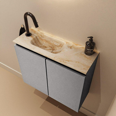 MONDIAZ TURE-DLUX 60cm toiletmeubel Plata. EDEN wastafel Frappe positie links. Met 1 kraangat.