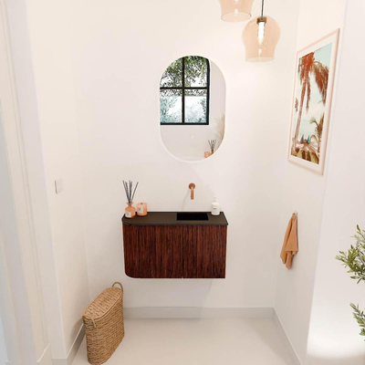 Mondiaz JOYA 71.6cm toiletmeubel - ronding links kleur Ruby - Wastafel FAYE positie Rechts Zonder kraangat kleur Urban.
