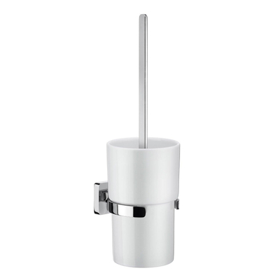 Smedbo Ice Toiletborstelhouder - open - wandmodel - chroom/porselein