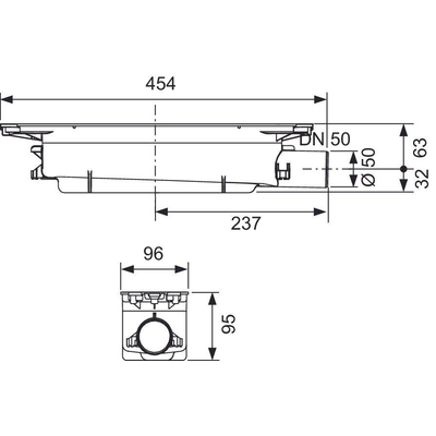 Tece DrainProfile Corps encastré - profondeur 95mm - avec sortie latérale - siphon 50mm