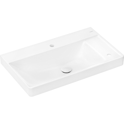 Hansgrohe Xelu Q wastafel - 80x48x8cm - planchet rechts - 2 kraangaten - opzet - wit