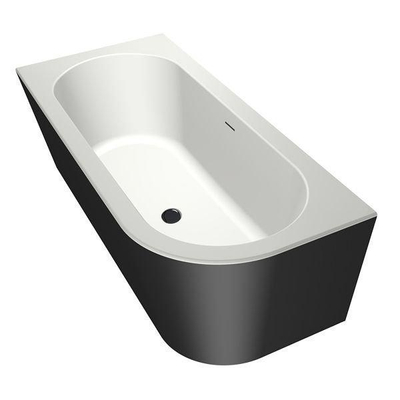 Xenz charley xs baignoire d'angle, gauche 165x75 bicolor edelweiss/ébène incl. 7006 combinaison de remplissage de baignoire graphite