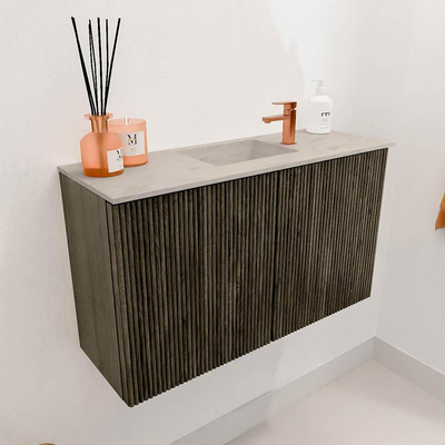 Mondiaz JOYA-DLUX 70cm toiletmeubel - kleur Shadow - Wastafel FAYE positie Midden 1 kraangat kleur Opalo.
