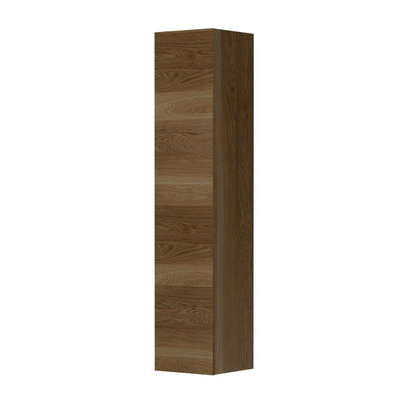 INK Badkamerkast - 35x36.7x169cm - 1 deur - Links en rechtsdraaiend - greeploos - massief eiken - ash grey OUTLETSTORE