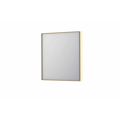 INK SP32 spiegel - 70x4x80cm rechthoek in stalen kader incl indir LED - verwarming - color changing - dimbaar en schakelaar - geborsteld mat goud
