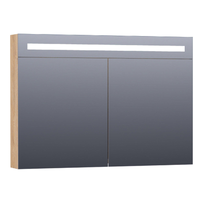 Saniclass Double Face spiegelkast 100x70x15cm verlichting geintegreerd met 2 links- en rechtsdraaiende spiegeldeuren MFC Nomad