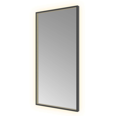 Hotbath &MORE Spiegel - 50x100cm - direct en indirect LED - color changing - spiegelverwarming - met afstandsbediening - PVD - geborsteld zwart