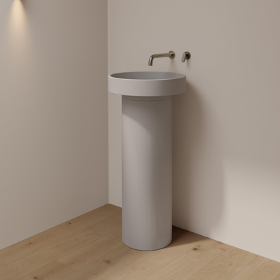 Ideavit Lumo Lavabo autoportant - 40x40x83 - Béton - Rond - anti-rayures - gris glace