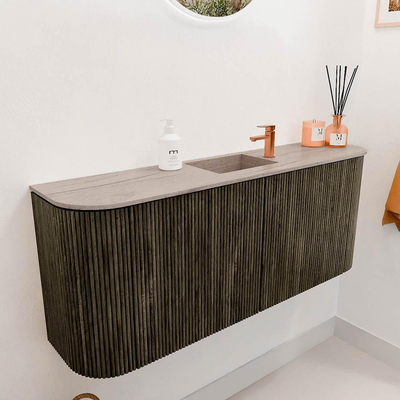 Mondiaz JOYA-DLUX 103.2cm toiletmeubel - ronding links en rechts kleur Shadow - Wastafel FAYE positie Midden 1 kraangat kleur Saba.