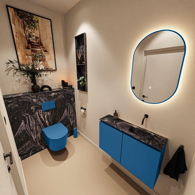 MONDIAZ TURE-DLUX 80cm toiletmeubel Jeans. EDEN wastafel Lava positie rechts. Zonder kraangat.