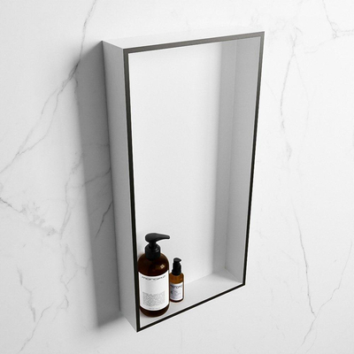 Mondiaz Easy nis 29.5x59.5x8cm voor Inbouw/opbouw 1 open vak Solid surface Talc/Urban