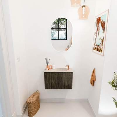 Mondiaz JOYA-DLUX 60cm toiletmeubel - kleur Shadow - Wastafel FAYE positie Rechts 1 kraangat kleur Frappe.