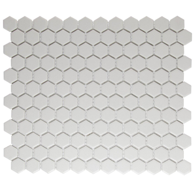 The Mosaic Factory London mozaïektegel - 26x30cm - wand en vloertegel - Zeshoek/Hexagon - Porselein Super White Mat