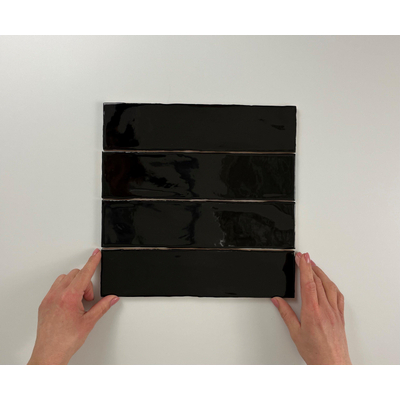 ÉCHANTILLON Terravito Pavero carreau mural - 7.5x30cm - 8.6mm - Rectangulaire - Noir brillant