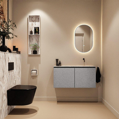 MONDIAZ TURE-DLUX meuble WC 100 cm Plata. EDEN lavabo Glace position droite. Sans trou de robinet.