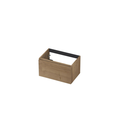 INK Wastafelonderkast - 70x45x40cm - 1 lade - greeploos - met houten keerlijst - MDF - Ash grey
