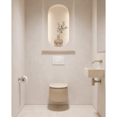 QeramiQ Dely Swirl Toiletset - 36.5x53cm - Geberit UP720 Duofix Sigma inbouwreservoir - slim zitting - bedieningsplaat Sigma wit - ronde knoppen - mat beige