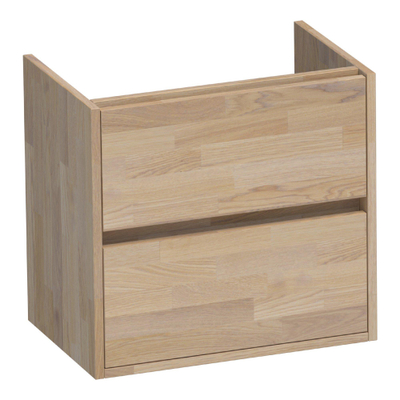 BRAUER Adore meuble-lavabo peu profond - 60x39x55cm - 2 tiroirs softclose - sans poignées - 1 découpe pour siphon - chêne massif - chêne abouté gris
