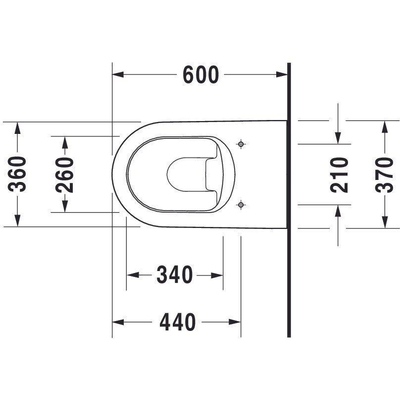 Duravit Starck Me closetpot diepspoel staand back to wall 37x60cm incl. bevestiging afvoer horizontaal mat wit