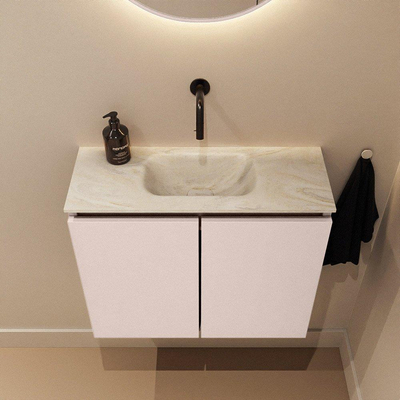 MONDIAZ TURE-DLUX Meuble toilette - 60cm - Rosee - EDEN - vasque Ostra - position centrale - sans trou de robinet