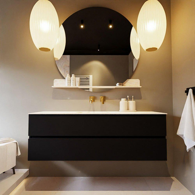 Mondiaz VICA-DLUX Ensemble de meuble de salle de bain - 150cm - meuble sous-vasque urban - 2 tiroirs - lavabo encastrée cloud milieu - sans trous de robinet - version haute de 60cm - ostra