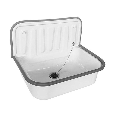 Xellanz Évier de décharge en tôle d'acier 50,5 x 33 x 37 cm blanc brillant