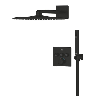 Grohe Precision Smart Control Ensemble de douche de tête - inclus bras de douche - coude mural avec support - noir mat