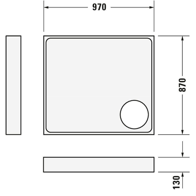 Duravit Starck Slimline Kunststof douchebak acryl rechthoekig - 100x90x5cm - zonder poten - wit