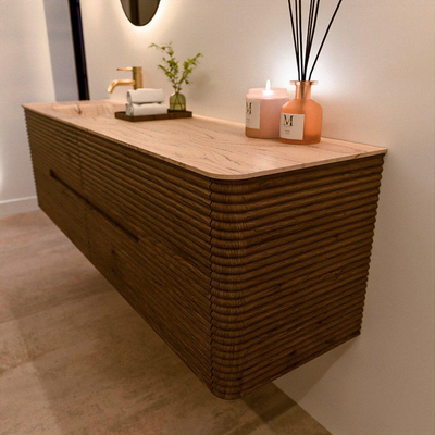 Mondiaz CIRO-DLUX Badkamermeubelset - 170x45x50cm - Solid surface wastafel Arena - 1 wasbak Links - 1 kraangat - 4 lades - Dusk