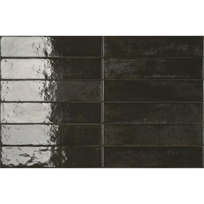 ÉCHANTILLON Ceralto Pavero Core Carreau mural - 6X27cm - 7.7mm - Rectangle - Black Lava Brillant