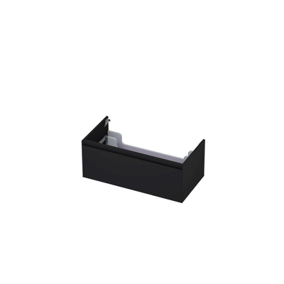 INK Wastafelonderkast - 90x45x35cm - 1 lade - greeploos - MDF lak - Zwart mat