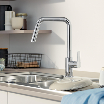 Grohe Start QuickFix Keukenkraan - met uittrekbare handdouche - met dual spray - voorsprong 22.1cm - chroom