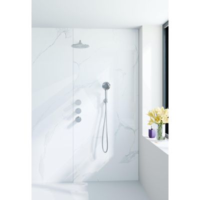 Fortifura Nebbio Regendoucheset - inbouwkraan - inbouwdeel - wandaansluitbocht - doucheslang metaal - ronde handdouche - 35cm wandarm - ronde hoofddouche - chroom