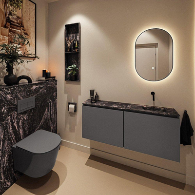 MONDIAZ TURE-DLUX 120cm toiletmeubel Dark Grey. EDEN wastafel Lava positie rechts. Zonder kraangat.